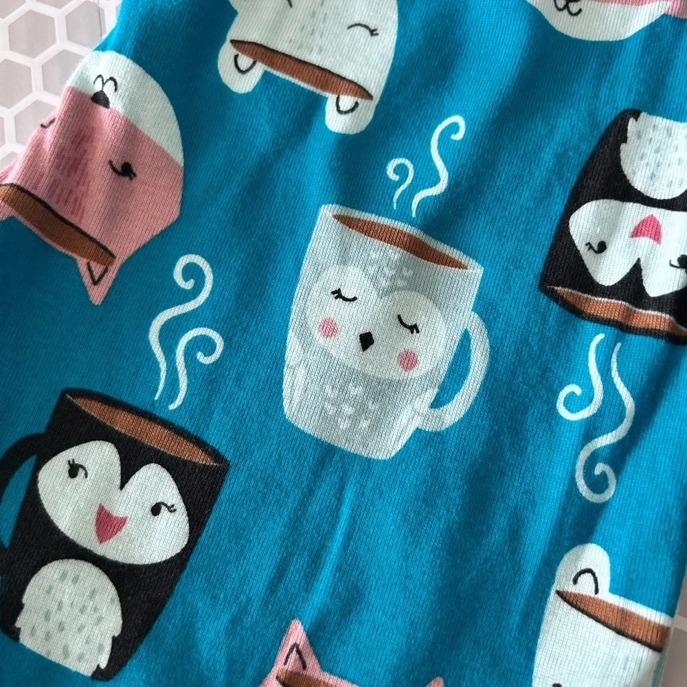 Just For You Kids Teal Blue Animal Mug Print Pajama Set Size 10
